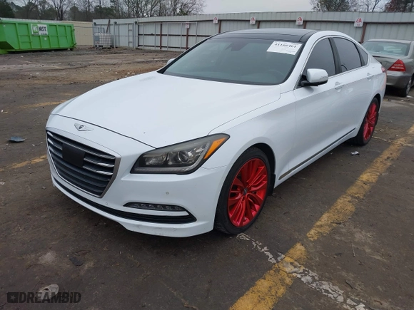 2015 Hyundai Genesis 5.0L with VIN KMHGN4JF9FU030122, listed as a IAAI auction lot 41166461 with 120,230 mi miles. Bid and sale history available at carsss.com. Image 18.
