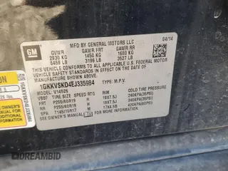 2014 GMC Acadia SLT with VIN 1GKKVSKD4EJ335984, listed as a Copart auction lot 84048954 with 161,222 mi miles and Salvage Title. Bid and sale history available at carsss.com. Image 15.