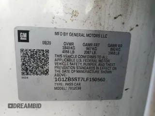 2020 Chevrolet Malibu LS with VIN 1G1ZB5ST7LF150560, listed as a Copart auction lot 81924074 with 132,279 mi miles and Salvage Title. Bid and sale history available at DreamBid. Image 12.