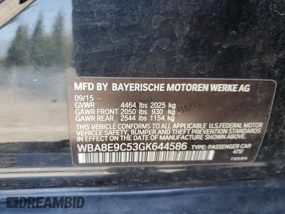 2018 BMW 3 Series 328i z VIN WBA8E9C53GK644586, wystawiony jako Copart lot #57694595 z przebiegiem 127 214 mil mil oraz Szkoda całkowita • Salvage title. Historia ofert i sprzedaży dostępna na DreamBid. Obrazek 13.