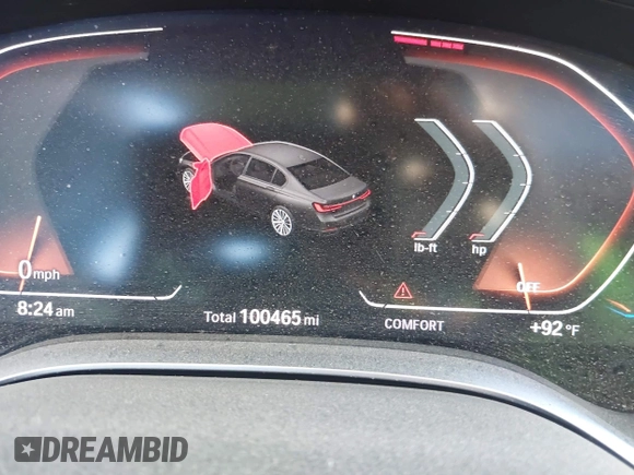 2020 BMW 7 Series 740i with VIN WBA7T2C0XLGL17774, listed as a IAAI auction lot 42278067 with 100,465 mi miles and . Bid and sale history available at DreamBid. Image 7.