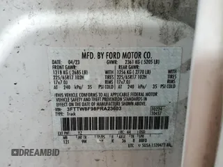 2023 Ford Maverick XL z VIN 3FTTW8F98PRA23603, wystawiony jako Copart lot #57517105 z przebiegiem Nie podano mil oraz Czysty tytuł • Clean title. Historia ofert i sprzedaży dostępna na DreamBid. Obrazek 13.