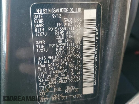 2013 Nissan Juke SV with VIN JN8AF5MR3DT225823, listed as a Copart auction lot 52921615 with 159,711 mi miles and Clean Title. Bid and sale history available at carsss.com. Image 12.