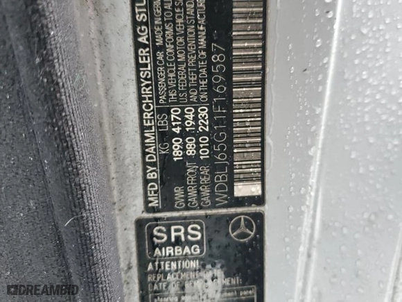 2001 Mercedes-Benz CLK-Class with VIN WDBLJ65G11F169587, listed as a Copart auction lot 47823105 with 0 mi miles and Salvage Title. Bid and sale history available at carsss.com. Image 12.