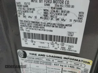 2012 Ford F-150 XL z VIN 1FTFW1ET4CFB13159, wystawiony jako Copart lot #61289855 z przebiegiem 293 863 mil mil oraz Czysty tytuł • Clean title. Historia ofert i sprzedaży dostępna na DreamBid. Obrazek 12.