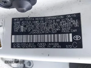 2015 Toyota Prius Four with VIN JTDKN3DU9F0471369, listed as a IAAI auction lot 41725887 with 161,489 mi miles. Bid and sale history available at carsss.com. Image 9.