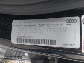 2015 Audi A6 Premium Plus with VIN WAUGFAFC0FN043105, listed as a IAAI auction lot 41844404 with 134,835 mi miles and . Bid and sale history available at DreamBid. Image 9.