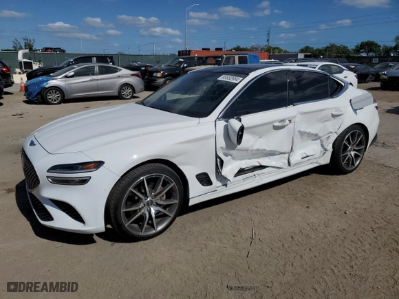 2022 Genesis G70 2.0T with VIN KMTG34TA2NU096216, listed as a Copart auction lot 80650984 with 63,147 mi miles and Non Repairable. Bid and sale history available at carsss.com. Image 1.