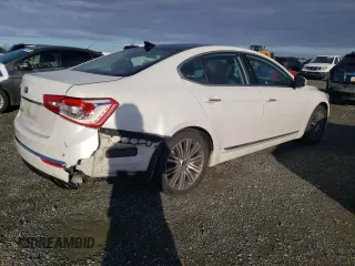 2016 Kia Cadenza Premium with VIN KNALN4D77G5218797, listed as a Copart auction lot 45489735 with 122,763 mi miles and Salvage Title. Bid and sale history available at carsss.com. Image 3.