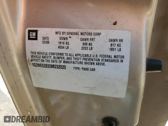 2004 Pontiac Grand Am SE1 with VIN 1G2NF52E34C204097, listed as a Copart auction lot 78286344 with 174,322 mi miles and Salvage Title. Bid and sale history available at carsss.com. Image 12.