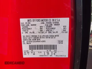 2004 Ford F-150 XL с VIN 1FTPX12534NA14203, выставлен на аукционе IAAI как лот 42501345 с пробегом 342 458 миль миль и . История ставок и продаж доступна на DreamBid. Изображение 9.