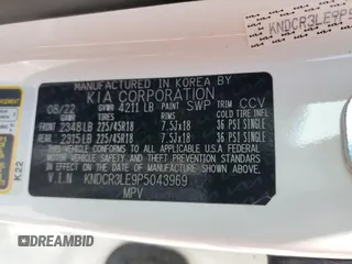 2023 Kia Niro EX with VIN KNDCR3LE9P5043969, listed as a Copart auction lot 54121474 with 11,460 mi miles and Clean Title. Bid and sale history available at carsss.com. Image 12.