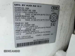 2022 Audi Q3 Premium Plus z VIN WA1BUCF30N1031471, wystawiony jako Copart lot #46441275 z przebiegiem 33 268 mil mil oraz Szkoda całkowita • Salvage title. Historia ofert i sprzedaży dostępna na DreamBid. Obrazek 12.
