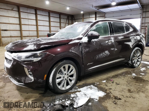 2021 Buick Envision Avenir with VIN LRBFZSR48MD193321, listed as a Copart auction lot 89130195 with 40,731 mi miles and Salvage Title. Bid and sale history available at carsss.com. Image 1.