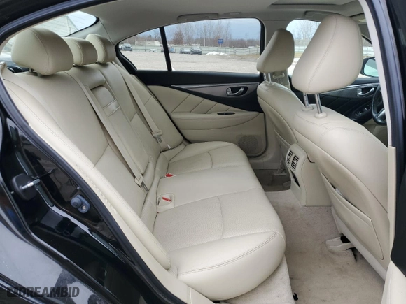 2014 Infiniti Q50 Hybrid Premium with VIN JN1AV7ARXEM701420, listed as a Copart auction lot 48456835 with 104,310 mi miles and Salvage Title. Bid and sale history available at carsss.com. Image 10.