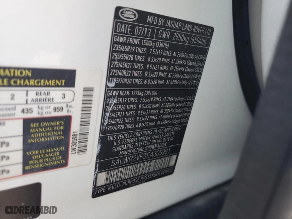 2014 Land Rover Range Rover Sport HSE with VIN SALWR2VF3EA305981, listed as a Copart auction lot 78037734 with 0 mi miles and Salvage Title. Bid and sale history available at carsss.com. Image 14.