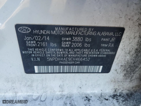 2014 Hyundai Elantra SE with VIN 5NPDH4AE9EH466452, listed as a Copart auction lot 49848565 with 147,708 mi miles and Salvage Title. Bid and sale history available at carsss.com. Image 14.