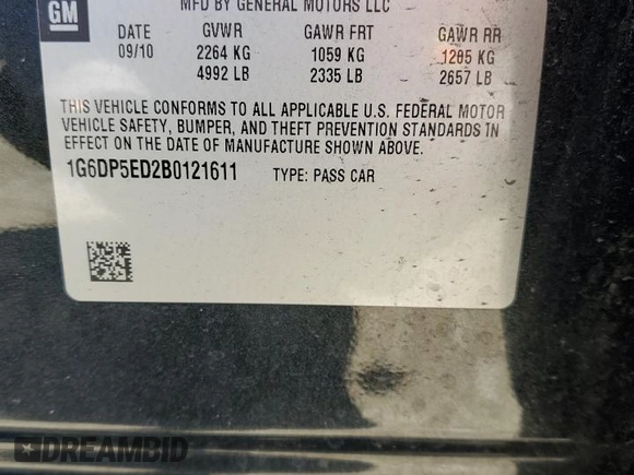 2011 Cadillac CTS Sedan Premium with VIN 1G6DP5ED2B0121611, listed as a Copart auction lot 51448415 with 111,327 mi miles and Salvage Title. Bid and sale history available at carsss.com. Image 12.
