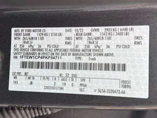 2023 Ford F-150 XL with VIN 1FTEW1CP4PKF54711, listed as a Copart auction lot 64622945 with 3,801 mi miles and Clean title. Bid and sale history available at DreamBid. Image 10.