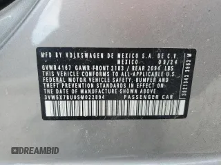 2025 Volkswagen Jetta S z VIN 3VW5X7BU0SM022894, wystawiony jako Copart lot #58201265 z przebiegiem 7 939 mil mil oraz Czysty tytuł • Clean title. Historia ofert i sprzedaży dostępna na DreamBid. Obrazek 12.