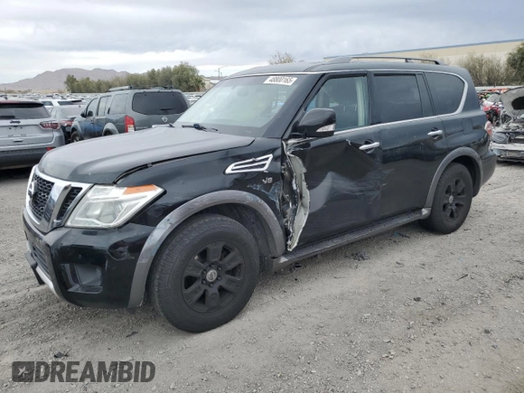 2017 Nissan Armada SV with VIN JN8AY2ND5H9005792, listed as a Copart auction lot 48800165 with 100,316 mi miles and Salvage Title. Bid and sale history available at carsss.com. Image 1.
