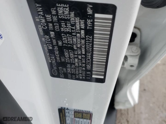 2020 Hyundai Tucson Value with VIN KM8J3CA44LU202122, listed as a Copart auction lot 44536075 with 22,869 mi miles and Salvage Title. Bid and sale history available at carsss.com. Image 14.