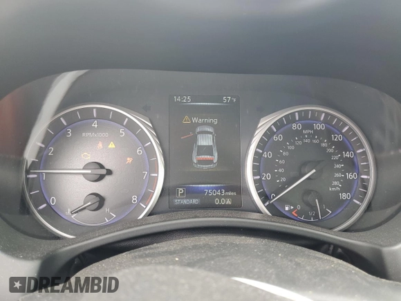 2017 Infiniti Q60 Premium with VIN JN1CV7EK6HM111158, listed as a Copart auction lot 48640105 with 75,043 mi miles and Salvage Title. Bid and sale history available at DreamBid. Image 9.
