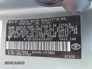 2010 Toyota Camry with VIN 4T1BF3EKXAU569057, listed as a IAAI auction lot 42075030 with 135,937 mi miles and . Bid and sale history available at DreamBid. Image 9.