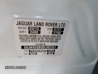 2013 Jaguar XJ with VIN SAJWA2GB3DLV52351, listed as a Copart auction lot 73343244 with 78,522 mi miles and Salvage Title. Bid and sale history available at carsss.com. Image 14.