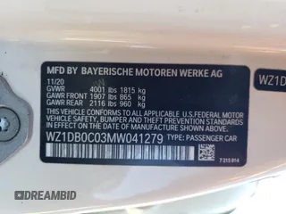 2021 Toyota Supra 3.0 z VIN WZ1DB0C03MW041279, wystawiony jako Copart lot #56318605 z przebiegiem 15 704 mil mil oraz Szkoda całkowita • Salvage title. Historia ofert i sprzedaży dostępna na DreamBid. Obrazek 12.