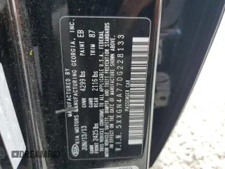 2013 Kia Optima EX with VIN 5XXGN4A77DG228133, listed as a Copart auction lot 62207925 with 122,289 mi miles and Salvage title. Bid and sale history available at DreamBid. Image 12.