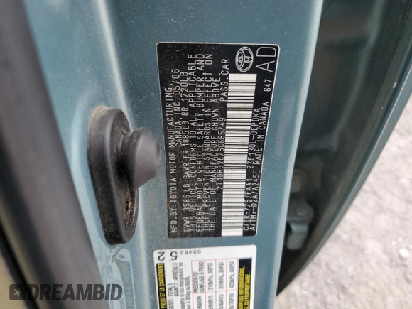 2006 Toyota Corolla CE с VIN 2T1BR32E76C685749, выставлен на аукционе Copart как лот 53939235 с пробегом 189 343 миль миль и Списание • Salvage title. История ставок и продаж доступна на DreamBid. Изображение 12.