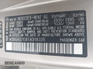 1996 Mercedes-Benz S with VIN WDBGA57E8TA318326, listed as a IAAI auction lot 42072979 with 97,504 mi miles and . Bid and sale history available at DreamBid. Image 9.