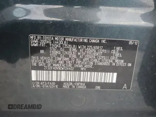 2012 Toyota RAV4 with VIN 2T3ZF4DV9CW124402, listed as a Copart auction lot 51405705 with 100,905 mi miles and Salvage Title. Bid and sale history available at carsss.com. Image 13.