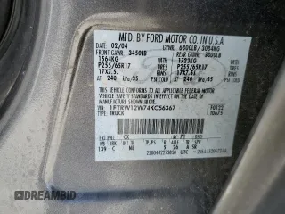 2004 Ford F-150 XLT with VIN 1FTRW12W74KC56367, listed as a Copart auction lot 51893625 with 103,312 mi miles and Salvage Title. Bid and sale history available at carsss.com. Image 12.