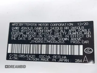 2021 Lexus RC 300 z VIN JTHD85EC7M5006203, wystawiony jako IAAI lot #41833919 z przebiegiem 76 767 mil mil oraz . Historia ofert i sprzedaży dostępna na DreamBid. Obrazek 9.