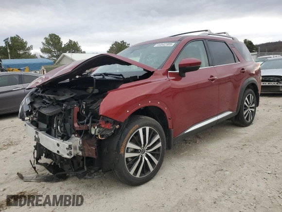 2024 Nissan Pathfinder Platinum with VIN 5N1DR3DG7RC316812, listed as a Copart auction lot 44542305 with 1,608 mi miles and Salvage title. Bid and sale history available at DreamBid. Image 1.