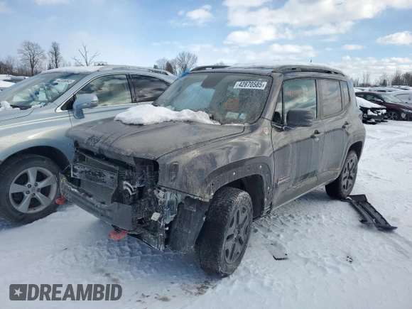 2018 Jeep Renegade Trailhawk with VIN ZACCJBCB5JPH06587, listed as a Copart auction lot 42870585 with 76,014 mi miles and Non Repairable. Bid and sale history available at carsss.com. Image 1.