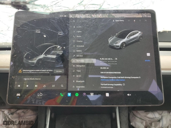 2020 Tesla Model 3 Long Range with VIN 5YJ3E1EB0LF663329, listed as a Copart auction lot 49243455 with 32,236 mi miles and Non Repairable. Bid and sale history available at carsss.com. Image 9.