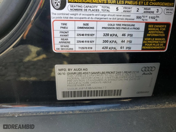 2011 Audi A3 2.0 TDI Premium Plus with VIN WAUKJAFM3BA009677, listed as a Copart auction lot 66425714 with 101,781 mi miles and Salvage Title. Bid and sale history available at carsss.com. Image 14.