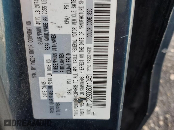2006 Mazda 5 Sport with VIN JM1CR293860110461, listed as a Copart auction lot 64751654 with 122,154 mi miles and Salvage Title. Bid and sale history available at DreamBid. Image 15.