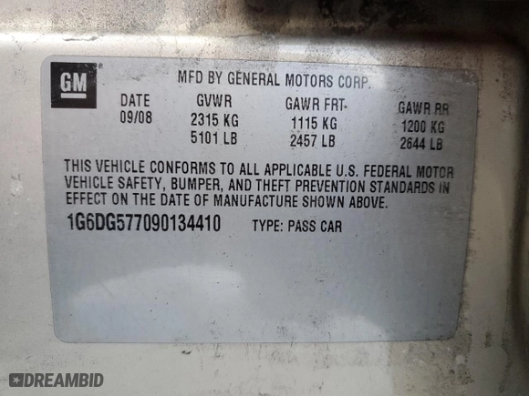2009 Cadillac CTS AWD w/1SA with VIN 1G6DG577090134410, listed as a Copart auction lot 42507325 with 214,158 mi miles and Salvage Title. Bid and sale history available at carsss.com. Image 12.