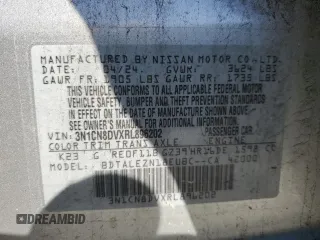 2024 Nissan Versa S with VIN 3N1CN8DVXRL896202, listed as a Copart auction lot 52783645 with 22,496 mi miles and Salvage Title. Bid and sale history available at DreamBid. Image 12.