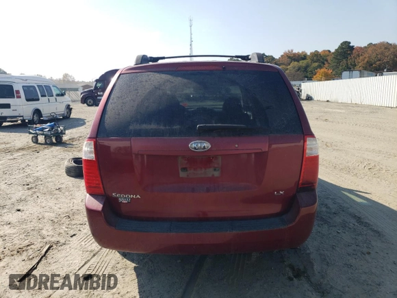 2007 Kia Sedona LX with VIN KNDMB233176190864, listed as a Copart auction lot 77267064 with 205,149 mi miles and Salvage Title. Bid and sale history available at carsss.com. Image 6.