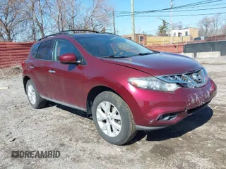 2012 Nissan Murano S with VIN JN8AZ1MWXCW208701, listed as a IAAI auction lot 41764531 with 107,235 mi miles. Bid and sale history available at carsss.com. Image 1.