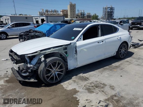 2022 Genesis G70 2.0T with VIN KMTG34TA6NU098521, listed as a Copart auction lot 55772275 with 30,439 mi miles and Salvage title. Bid and sale history available at DreamBid. Image 1.