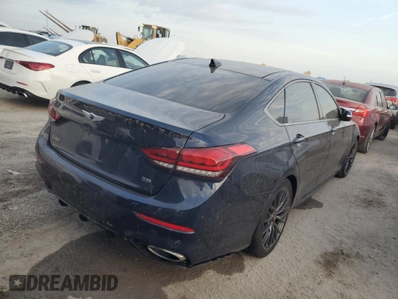 2020 Genesis G80 3.8L with VIN KMTFN4JE2LU328905, listed as a Copart auction lot 74858024 with 0 mi miles and Salvage Title. Bid and sale history available at carsss.com. Image 3.