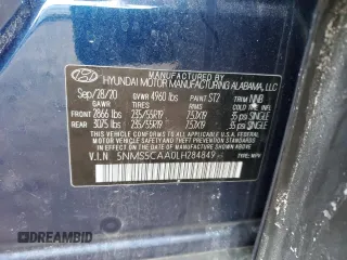 2020 Hyundai Santa Fe Limited with VIN 5NMS5CAA0LH284849, listed as a Copart auction lot 88536925 with 36,576 mi miles and Salvage Title. Bid and sale history available at carsss.com. Image 14.