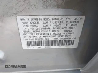 2005 Acura TSX с VIN JH4CL968X5C018242, выставлен на аукционе IAAI как лот 42507966 с пробегом 257 938 миль миль и . История ставок и продаж доступна на DreamBid. Изображение 9.