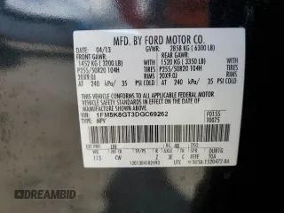 2013 Ford Explorer Sport z VIN 1FM5K8GT3DGC69262, wystawiony jako Copart lot #55151205 z przebiegiem 143 943 mil mil oraz Szkody całkowita. Historia ofert i sprzedaży dostępna na DreamBid. Obrazek 13.
